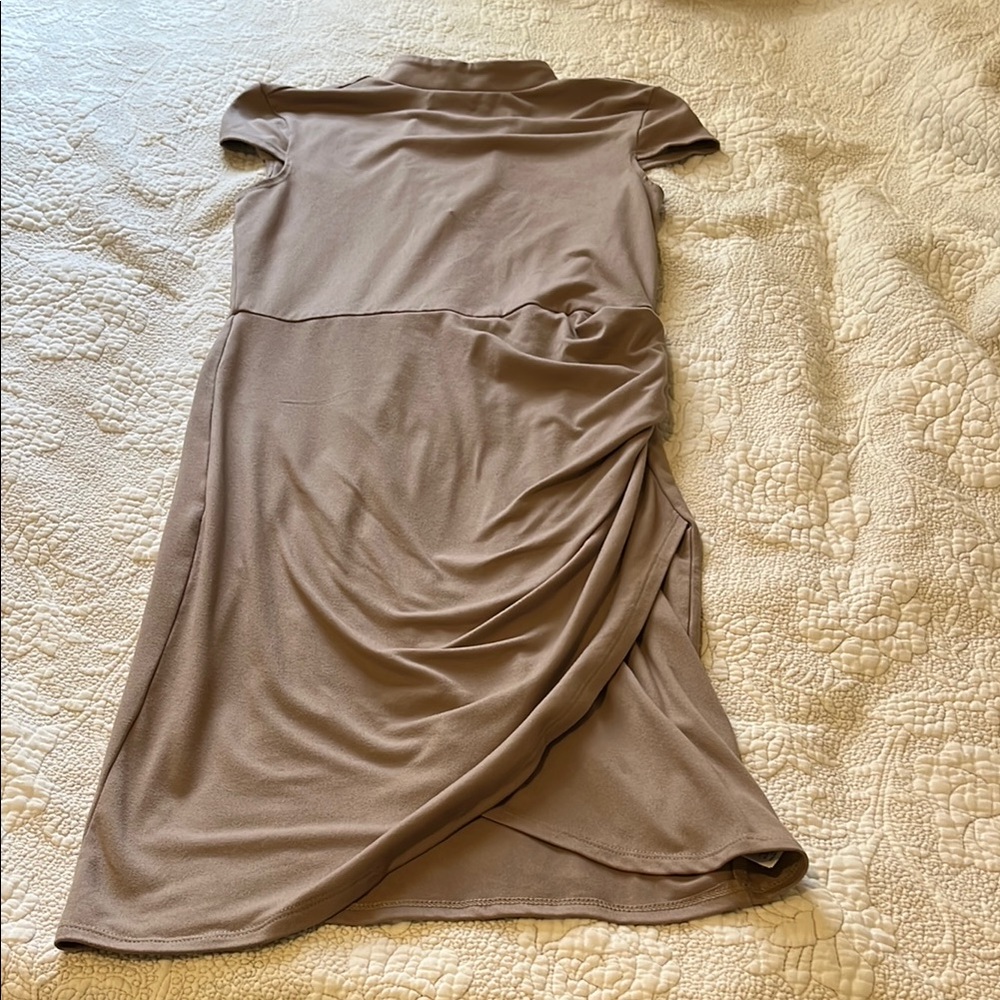 Guess Gold Pleated Ruched Sheath Dress